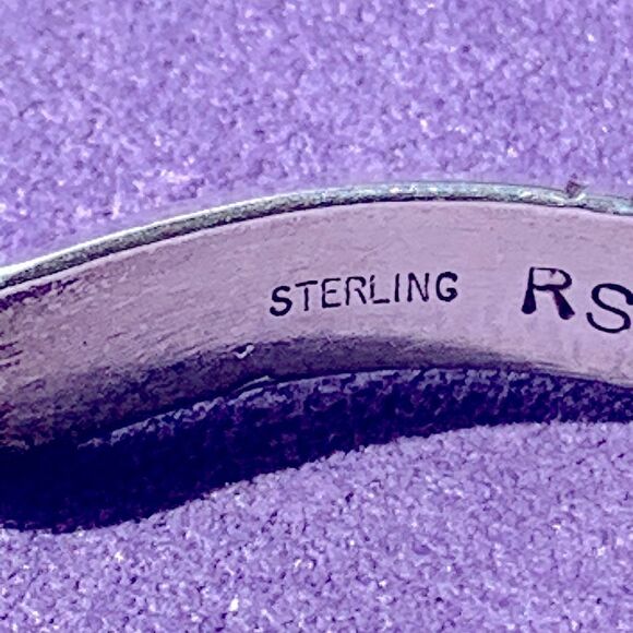 Sterling Silver Carinated Stamped RS  Native American Navajo Cuff Bracelet - Picture 2 of 10